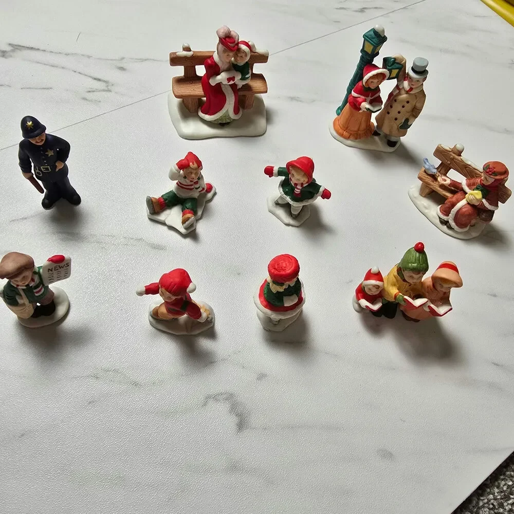 1991 1987 Lot of 10 Lefton Colonial Village Christmas Figurines